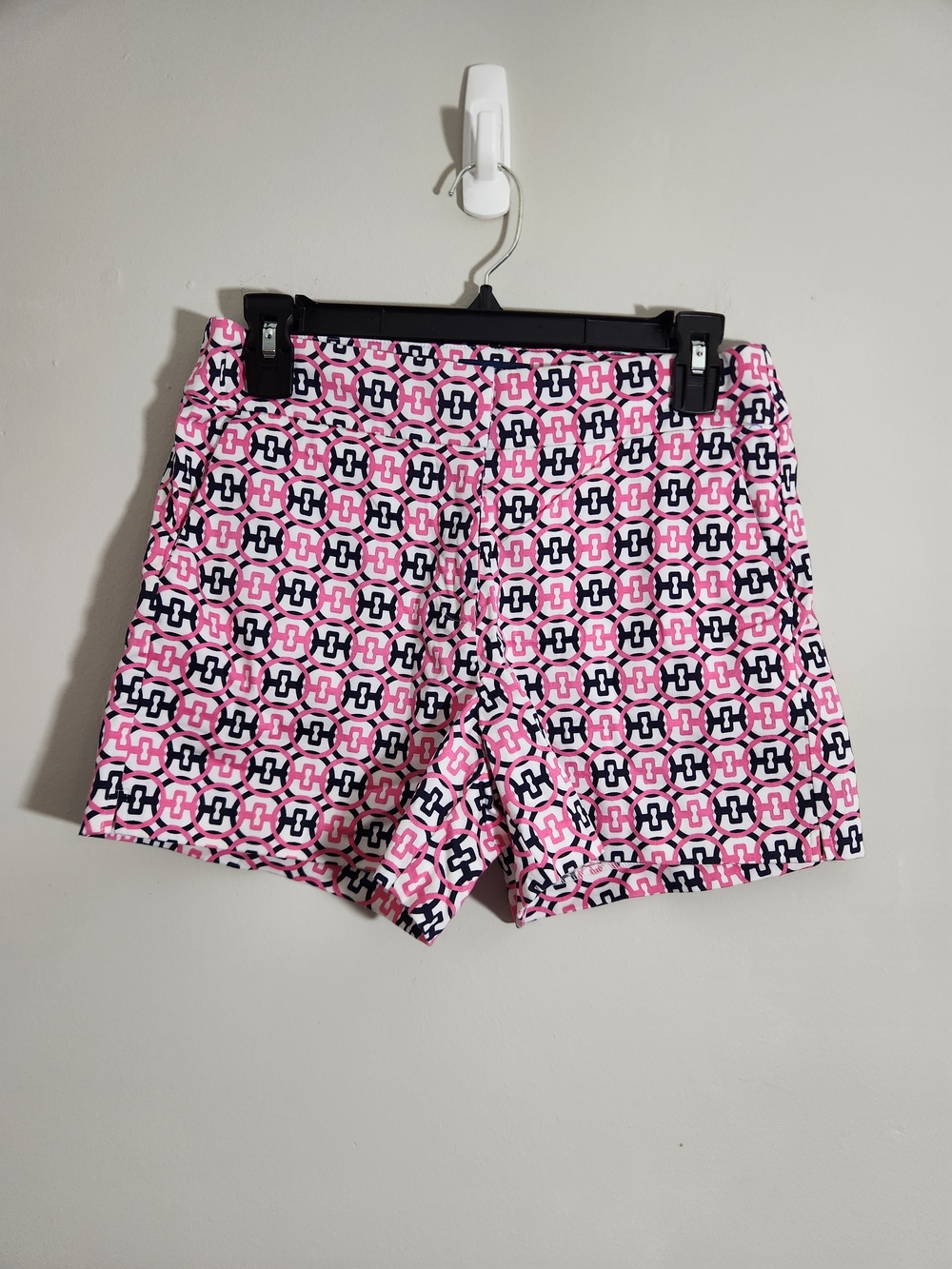 Melly M Preppy Geometric High-Waist Shorts 4" Inseam Coastal Chic Stretchy
